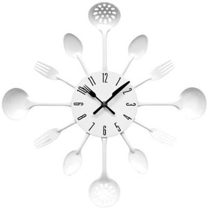 Premier Housewares Bestekwandklok, 43 cm diameter, wit