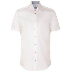 Seidensticker Zakelijk overhemd voor heren, slim fit, strijkvrij, kent-kraag, korte mouwen, 100% katoen, wit, 40