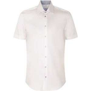 Seidensticker Zakelijk overhemd voor heren, shaped fit, strijkvrij, kent-kraag, korte mouwen, 100% katoen, wit, 44