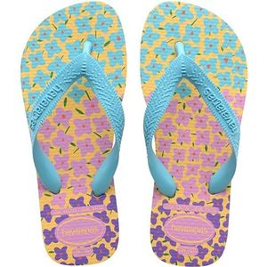 Havaianas Flores teenslippers voor meisjes, Caja Geel Blauw, 7 UK Child