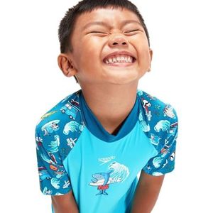 Speedo Jongens leren zwemmen zon bescherming top en kort, harmonie blauw/bondi/Becah blauw/wit, 5 jaar, Harmony Blauw/Bondi/Becah Blauw/Wit, 5 jaar