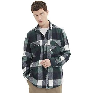 Trendyol Mannen Man Plus Size Regular Standaard Kraag Geweven Shirt, Groen, XL, Groen, XL grote maten