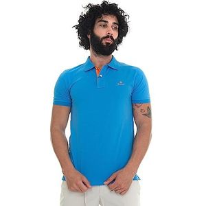 GANT Poloshirt met korte mouwen en knoopsluiting, polokraag, geborduurd logo donkerrood, Day Blauw, S