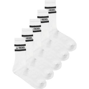 JJ rebel Heren Jrebrebel Logo Tennis Sokken 5 Pack (5 stuks), wit, One size