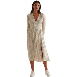NA-KD Midi-jurk met split aan de zijkant voor dames, casual, Gele Bloem, 30