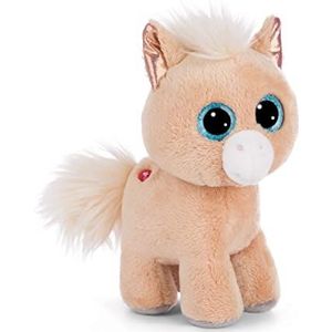 Zachte knuffel GLUBSCHIS pony Miss Cinnamon 17cm beige staand - Duurzaam zacht speelgoed gemaakt van zachte pluche, schattig zacht speelgoed om mee te knuffelen en te spelen, geweldig geschenkidee