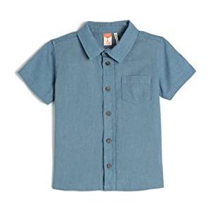 Koton Babyboy Shirt Linnen Blend Korte Mouwen Single Pocket Detail, marineblauw (720), 9-12 Maanden
