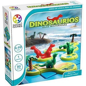 SmartGames - Dinosaurus: mysterieuze eilanden | puzzel 6 jaar of ouder | bordspellen kinderen | educatieve spelletjes 6 jaar of ouder | cadeau kind 6 jaar | 80 uitdagingen