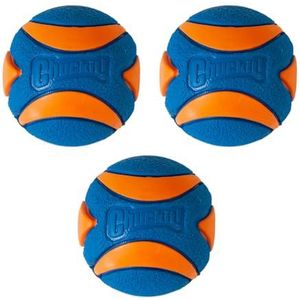 Chuckit! Ultra Squeaker Ball Hondenspeelgoed, Duurzaam High Bounce Drijvende Rubber Piepende Hondenbal, Launcher Compatibel Speelgoed Voor Honden, 3 Pack, Medium