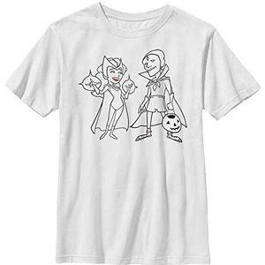 Marvel Unisex Simple Ink T-shirt voor kinderen, wit, L