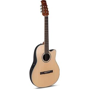 Applause Traditional AB24CS-4S Mid Cutaway Nylon natural Satin, premium elektrisch akoestische gitaar (selected spruce top & center soundhole, Applause CE304T preamp, 3-band EQ & tuner), Natural Satin