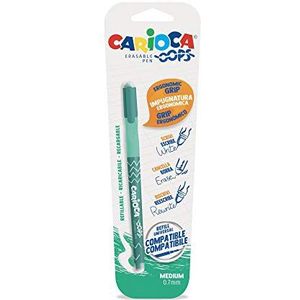 Carioca OOPS uitwisbare balpen met thermogevoelige inkt, bevat 1 balpen, perfect voor schrijven, wissen en omschrijven, inclusief rubber, lijndikte 0,7 mm, groen