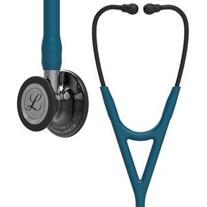 3M Littmann Cardiology IV Diagnostische Stethoscoop, borststuk met hoogglanzende rookkleurige afwerking, Caribisch blauwe slang, spiegelende steel en rookkleurige headset, 69 cm, 6234