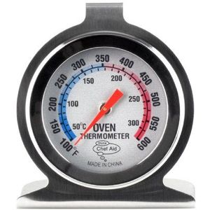 Chef Aid Roestvrijstalen Oven Thermometer, Geschikt voor Heteluchtovens, Gas-, Elektrische-, Pizzaovens, Airfryers en Kookplaten - Makkelijk Afleesbaar Display