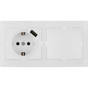 Switch + Schuko-basis met USB-lader 2,1 A, EU-serie