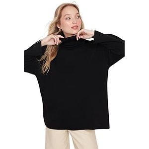 Trendyol Dames coltrui effen oversized sweater sweatshirt, zwart, S, Zwart, S