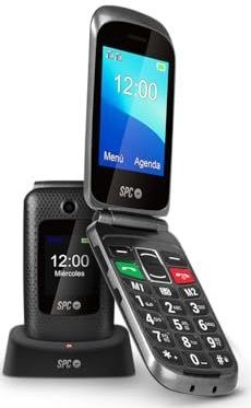 SPC Magnus - Klapmobiele Telefoon - Zwart - Voor Ouderen - Grote Toetsen - Dubbel Display - SOS-knop