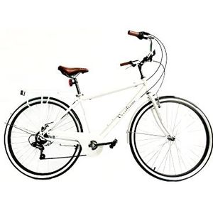 Versiliana Vintage fietsen - City Bike - Resistene - praktijk - comfortabel - perfect voor stadsmovers (wit/zwart, heren 71 cm)