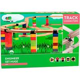 TOY2 Engineer Set Huge | Bouwset met 70 Toy Train Track Connectors Compatibel met Brio & Lego Duplo | Kit met 5 Verschillende Railconnectoren | Duurzame Houten Trein Set Railverbinder Pakket