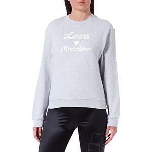 Love Moschino Dames Regular Fit met Cursive Brand Print. Sweatshirt, Melange Light Grijs, 48