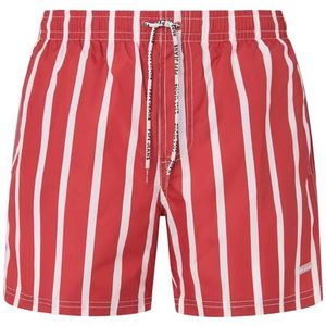 Pepe Jeans Heren Streep Zwemshort, Rood (Cherry Red), XL, Rood (groen rood), XL