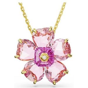Swarovski Idyllia ketting, Bloem, Roze, Goudkleurige toplaag