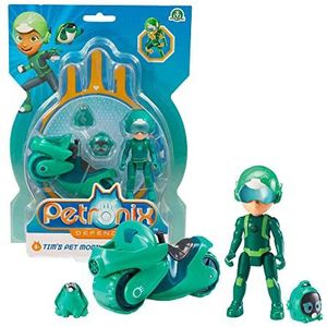 Giochi Preziosi Petronix Defender - Tim and Shell - E, Mission met motorfiets en afneembare rugzak, speelgoed, actiefiguur, 7 cm, superheld, veranderbaar voor kinderen vanaf 3 jaar