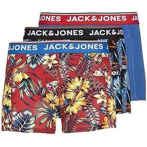 JACK & JONES Boxershorts voor heren, Zwart/Pack: pompain rood - Blue Lolite, XXL