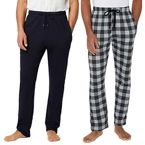 Comfort Essentials - Pyjama Heren - Grijs Geruit / Zwart - 2 Pack - Pyjamabroek Heren