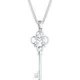 DIAMORE Halsketting dames sleutel diamant (0,02 ct.) in 925 sterling zilver, 450, facetgeslepen, Diamant