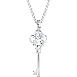 DIAMORE Halsketting dames sleutel diamant (0,02 ct.) in 925 sterling zilver, 450, facetgeslepen, Diamant
