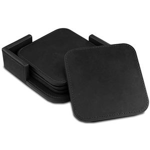 Londo Onderzetters gemaakt van Leder (set van 4) - Niet-slip Oppervlak (Zwart)