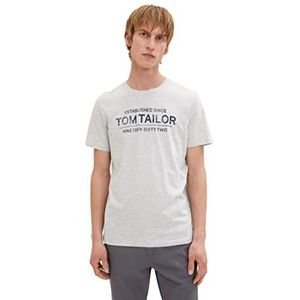 TOM TAILOR 1031877 T-shirt voor heren, 15398-Light Stone Grey Melange, XXS, 15398 - Light Stone Grey Melange, XXS
