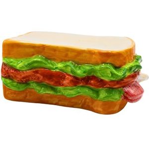 Dekohelden24 Keramische spaarpot als sandwich - witbrood - sandwichspaarpot - saving-box, afmetingen L/B/H: ca. 12 x 6 x 15 cm