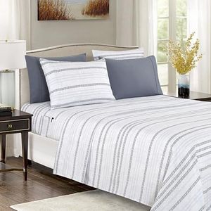 thumbnail: Elegant Comfort Microvezel Beddengoed - Gewatteerd Plat Laken En Kussenslopen, Kreukvrij, Hypoallergeen, Grijs, Full Size