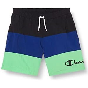 Champion Legacy Beachshorts-AC Color Block Zwemshorts voor kinderen en jongeren, zwart (marineblauw/lichtgroen), 7-8 Jaar