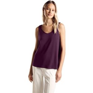 STREET ONE Top met V-hals, Dark Berry Purple, 38