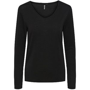 Bestseller A/S Dames Pcbillo Ls V-hals Lurex Stripes Noos Fc T-shirt, Zwart/Strepen: zwart Lurex, M