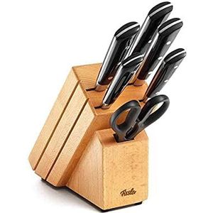 Fissler Texas Messenset uitgerust (7-delig) Messenblok van hout (incl. kook; brood; schil, ham - & universeel mes, schaar), zilver