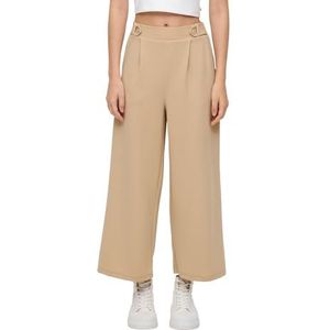 QS - Broek - Beige - Crêpe - 7/8 Lengte, Wide Leg, High Waist