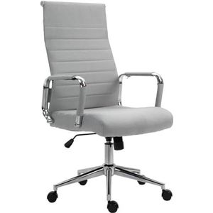 HOGAR24 ES Bureaustoel, ergonomisch, stoffen bekleding, basis met wielen en armleuningen, in hoogte verstelbaar, kleur grijs