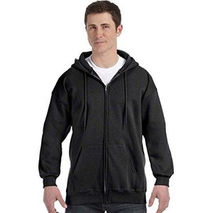 Hanes Ultimate Cotton® Hoodie voor volwassenen met volledige rits, Zwart, L