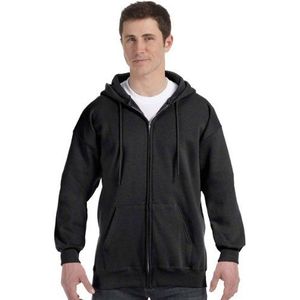 Hanes Ultimate Cotton® Hoodie voor volwassenen met volledige rits, Zwart, L