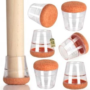 Euqvunn 18PCS transparante stoelpootbeschermer - vilten stoelglijder voor het beschermen van vloeren en het elimineren van lawaai, geschikt voor meubels met een pootdiameter van 15-21 mm