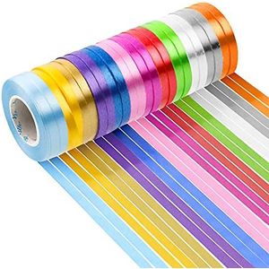 24 Rolls Ballon Lint 12 Kleuren Krullint Set Dubbelzijdig Satijn Lint Rolls voor Ambachten, Ballonnen, Bruiloft of Verjaardagsfeest Decoratie