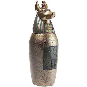 Lachineuse - Anubis Canopische vaas - Decoratieve Egyptische vaas 21 cm - Antiek Egypte decoratie-object - standbeeld figuur farao kop van jakhalzen - cadeau-idee decoratieve urn doos - Kleur: brons