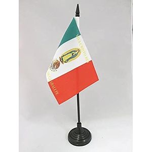 Mexico Viva Cristo Rey Table Vlag 15x10 cm - Cristero War - cristeros Desk Vlag 15 x 10 cm - Zwart plastic stokje en voetje - AZ FLAG