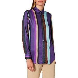 Seidensticker Shirtblouse voor dames, korte mouwen, moderne pasvorm, gestreept, 100% viscose blouse, lila, 40 NL
