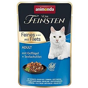 Anionda Vom Feinsten Adult kattenvoer, natvoer voor volwassen katten, fijn met filets, met gevogelte + koolvisfilet, 18 x 85 g