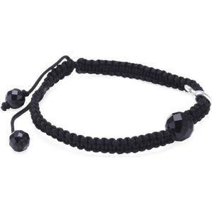 Thomas Sabo Damesbedelarmband in Boeddha-stijl, in lengte verstelbaar, obsidiaan, facet geslepen, zwart, 925 sterling zilver, lengte: 22,0 cm, X0179-172-11